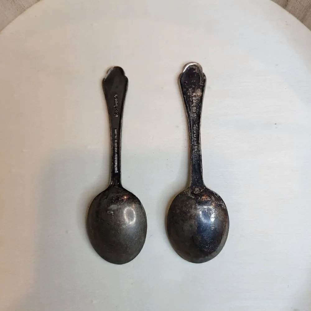 Gerber Winthrop Silver Plate Baby Spoons Lot of 2 Antique Silverware
